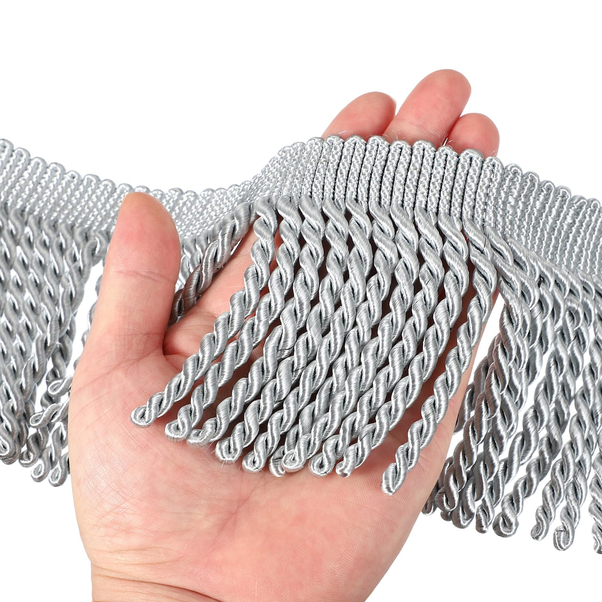 Gray Fringe Trim, 5 Yards x 4inch Fringe Trim Curtain Tassel Thick Long Fabric Sewing for Curtain Sofa Clothes DIY