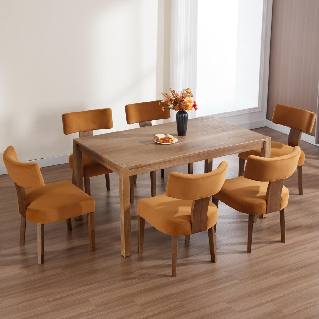 Set of 6 Modern Dining Chairs, Farmhouse Velvet Upholstered Dining Room Chairs Kitchen Chairs Side Armless Chairs
