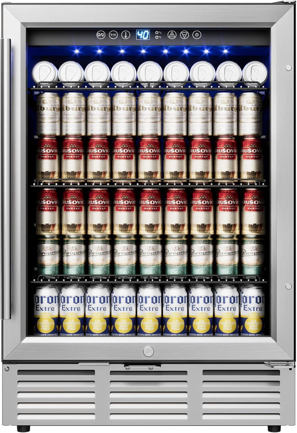 24 Inch Beverage Refrigerator, Beverage Cooler 180 Can Built-in Design