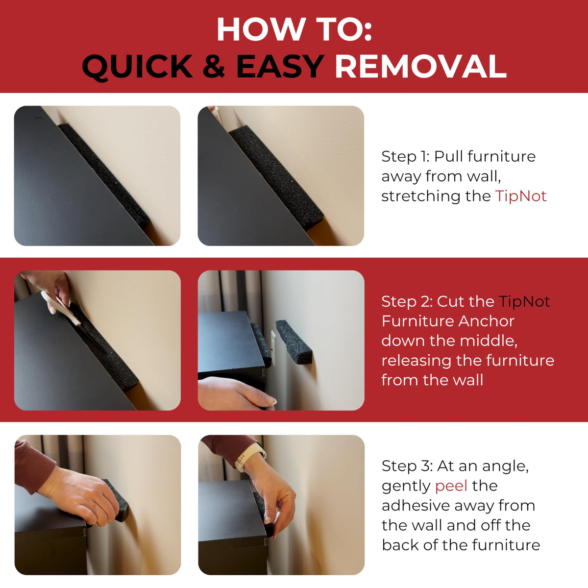 Adhesive Furniture Anchor, No-Drill, Aesthetic & Invisible Once Installed, Anti-Tip Furniture Safety Anchor to