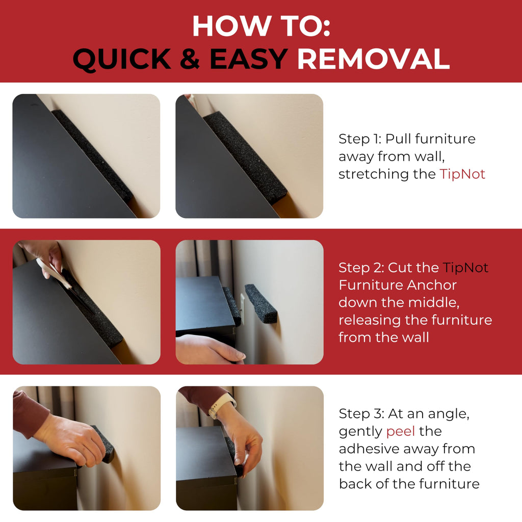 Adhesive Furniture Anchor, No-Drill, Aesthetic & Invisible Once Installed, Anti-Tip Furniture Safety Anchor to