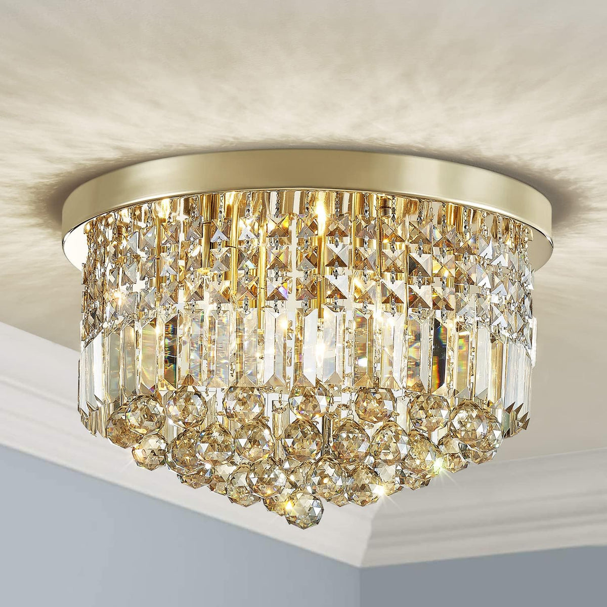 9-Light Modern K9 Crystal Raindrop Chandelier for Dining Rooms and Foyers