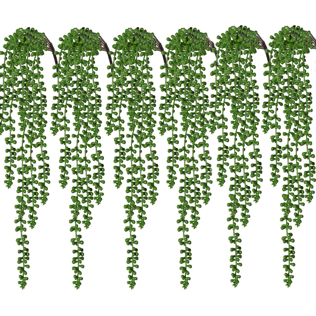 6Pcs Artificial Hanging Succulents String of Pearls Plants 27.5In