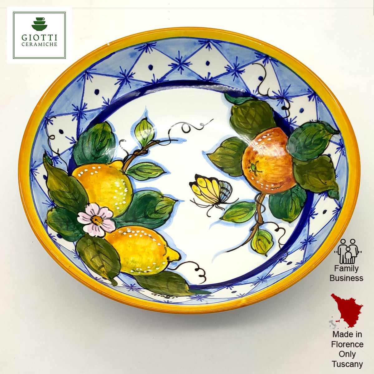 Italian Ceramic dinnerware set - Hand Painted kitchen Soup Bowls sets for 4 - Made in ITALY Tuscany - Italian Pottery