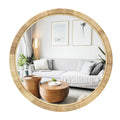 Rattan Bathroom Mirror, Rattan Mirrors for Wall, 28inch Round Mirror Boho Frame Farmhouse Bedroom Checkroom