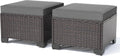 Outdoor Ottoman Set of 2,Footstool with Thickened Cushion,Grey | All-Weather PE Rattan,Removeable Thick