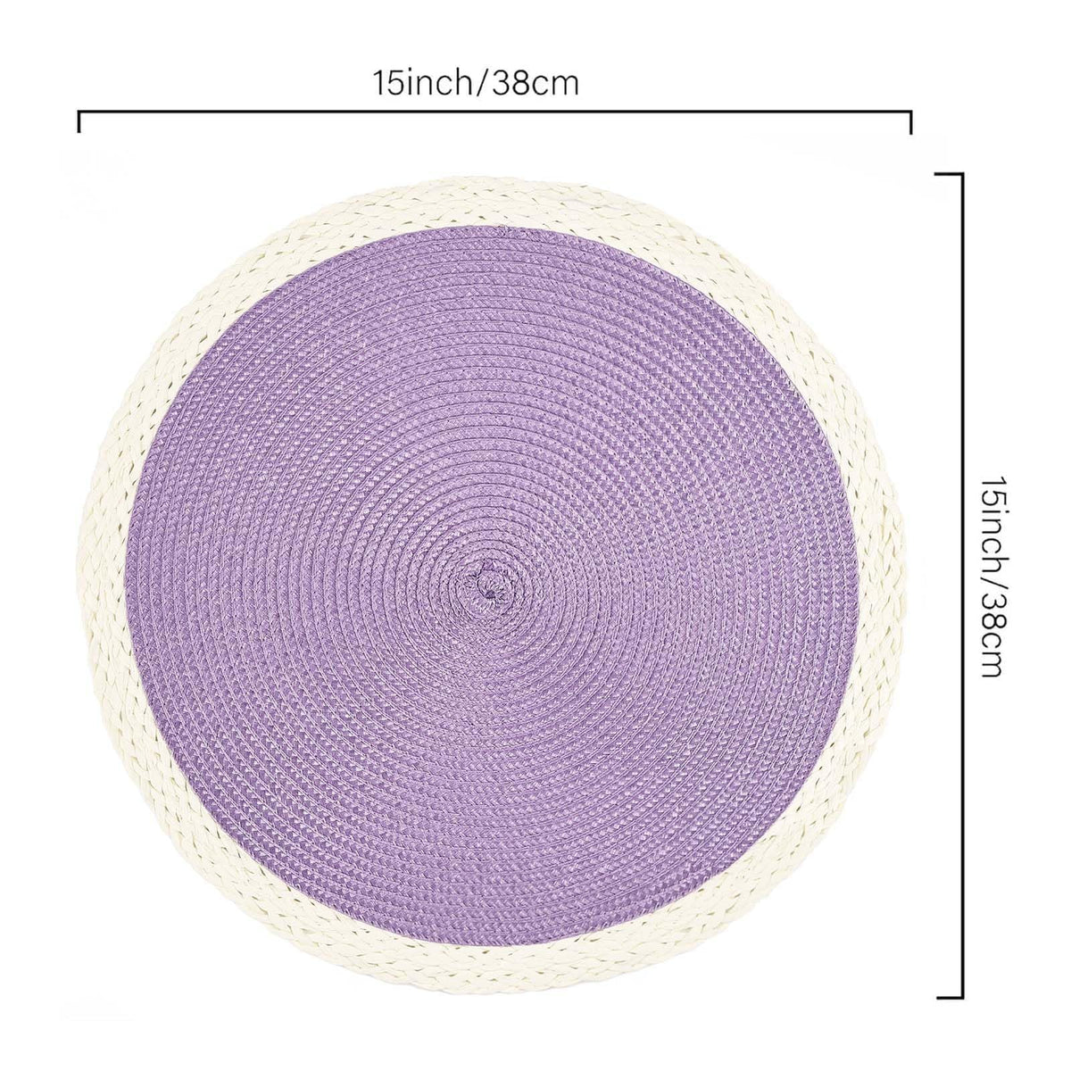 Round Placemats Set of 6, Woven Table Mats, Mint Purple