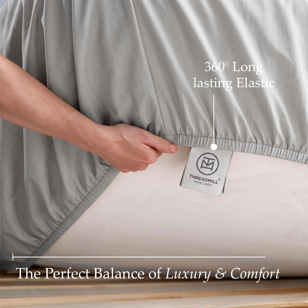 600 Thread Count Cotton Sheet Set, Sateen, Light Grey