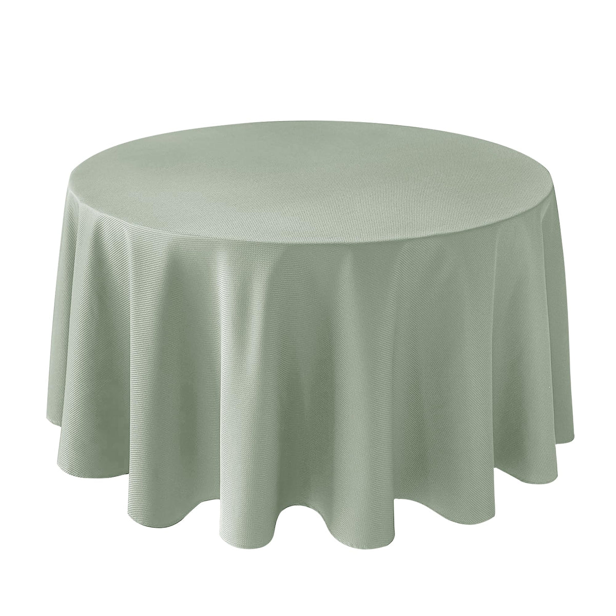Textured Round Tablecloth-Fabric Water Resistant Table Cloth-Sage Green 90"