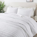 White Quilt Bedding Sets with Pillow Shams, Lightweight Soft Bedspread Coverlet, Quilted Blanket Thin