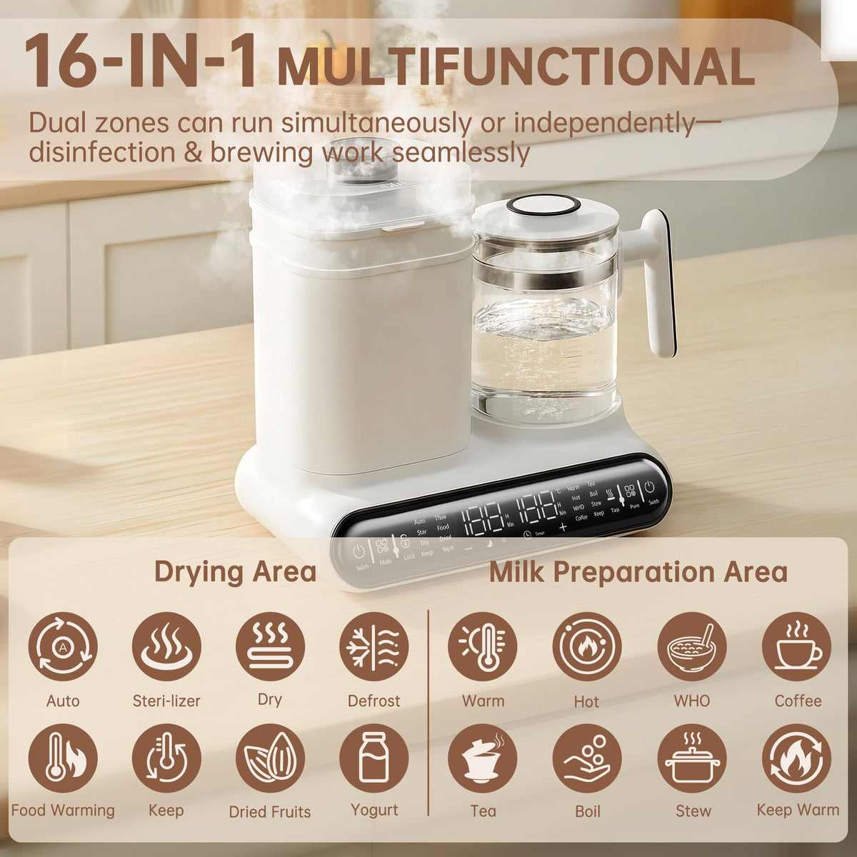 16-in-1 Fast Baby Bottle Warmer with Timer for Breastmilk & Formula