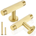 Solid Brass Cabinet Knobs, Single Hole T Bar Handles