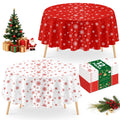 12 Pcs Christmas Tablecloth Red and White Snowflake Winter Round