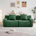 81.7" Loveseat Sofa, No Assembly, Streamlined Design, Modern Small Couch with Plush Teddy Fabric (Green)