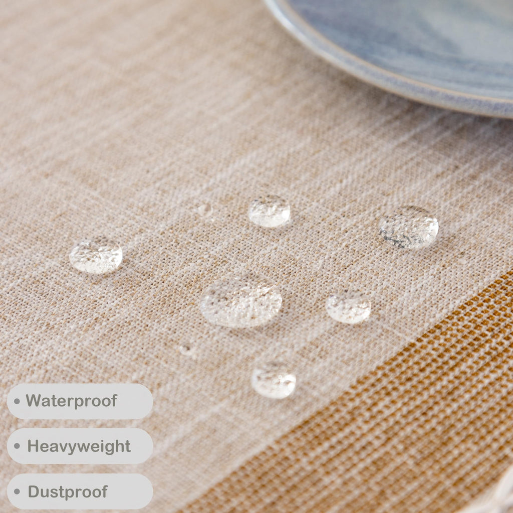 Waterproof Cotton Linen Washable Round Tablecloth 36 Inch Coffee