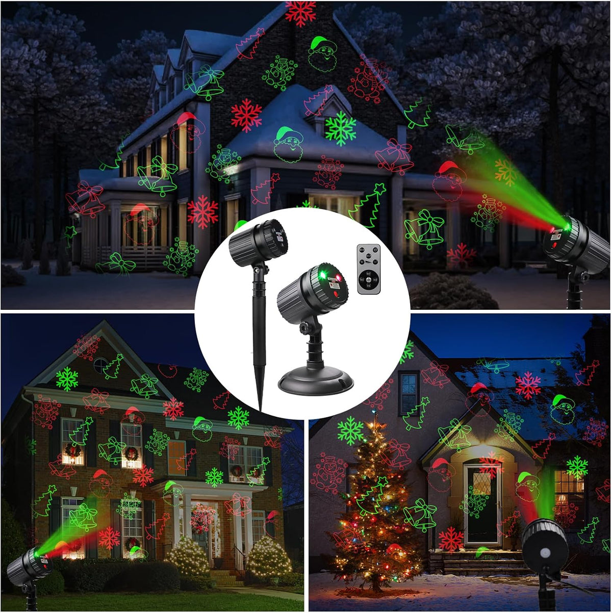 Christmas Laser Projector Lights, 8 Patterns LED Projection Lights with Remote, Landscape Projector Spotlights, Red