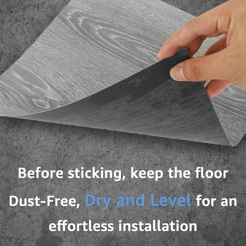 40 Sheet Vinyl Flooring 12 x 12 Peel and Stick Floor Tile Waterproof Clearance Vinyl Floor Tiles Wood Grey Self
