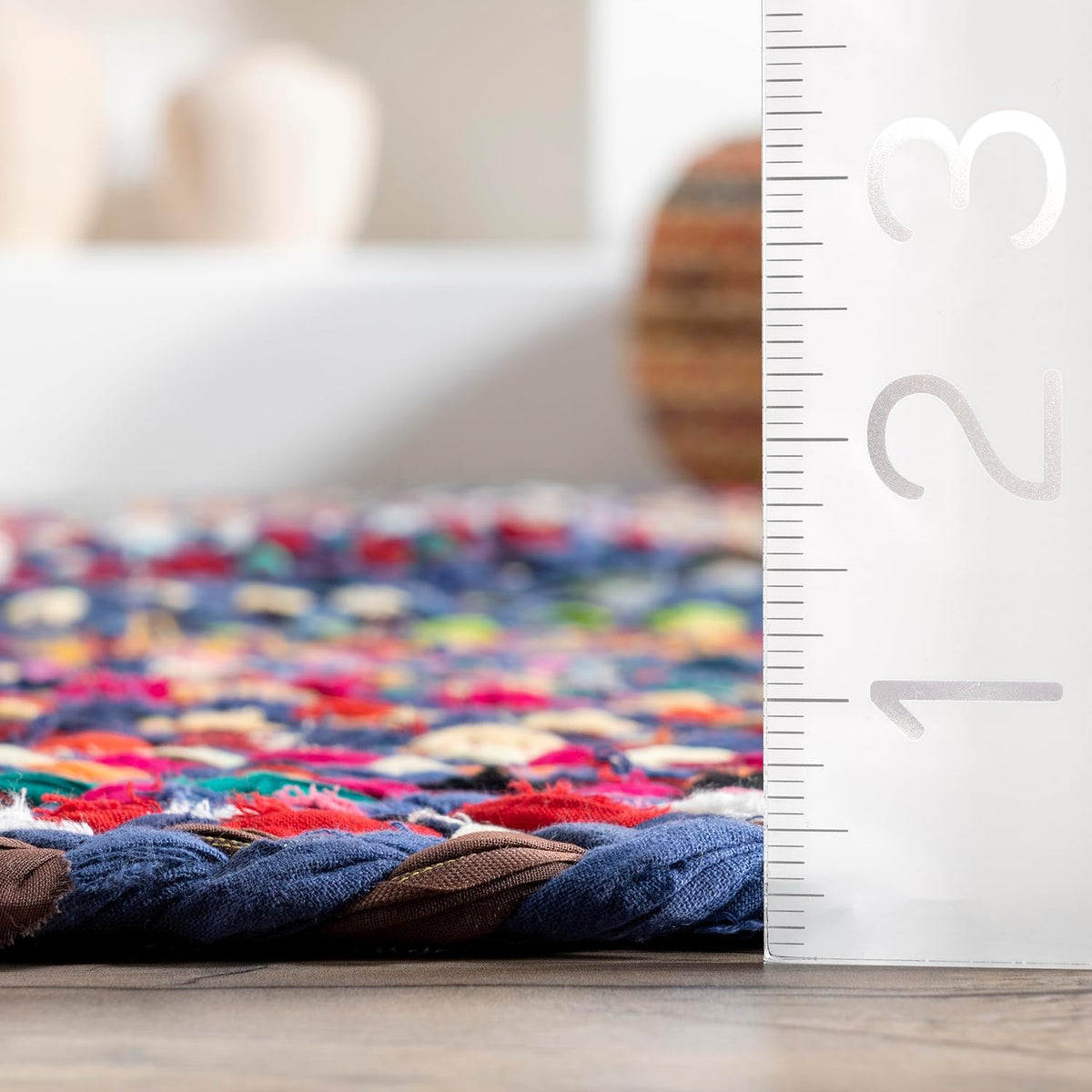 Tammara Blue Multicolor Ombre Braided Area Rug, Oval