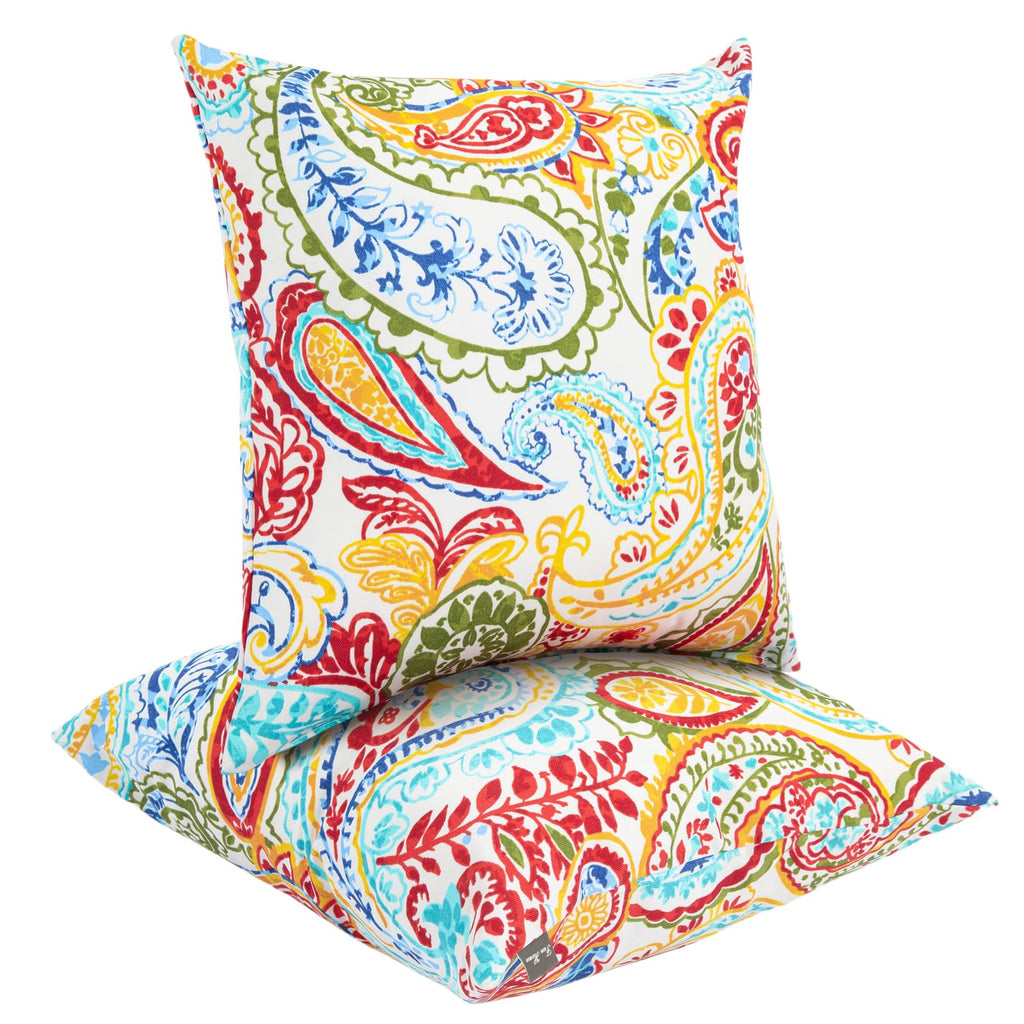 Water Resistant Outdoor Throw Pillows Furniture, 18x18 Inch Decorative Pillows Set of 2 with Insert, Hidden Zipper