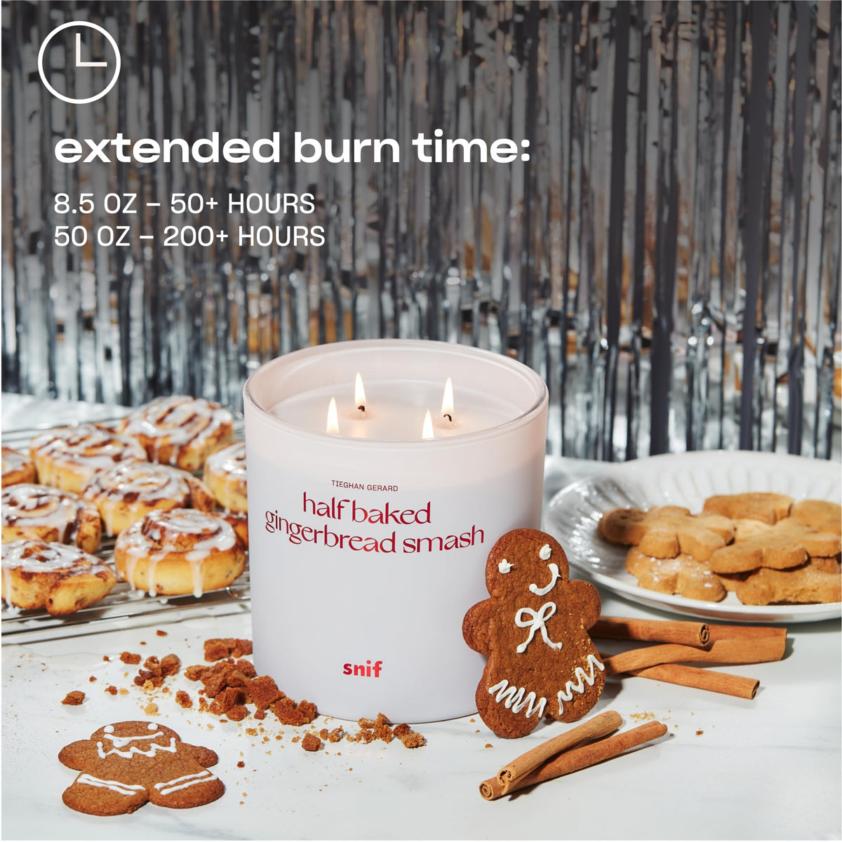 Half Baked Harvest Gingerbread Smash Holiday Scented Candle by, Gourmand, Spicy, Vanilla Scent, 50+ Hours, 100%