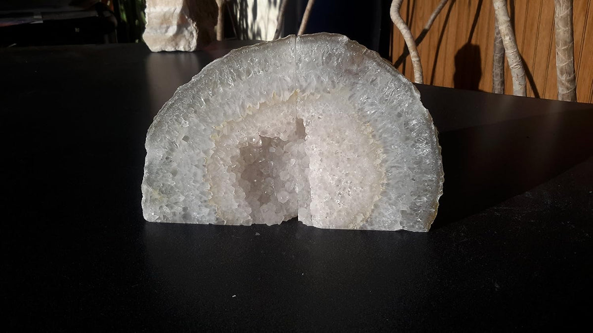 Natural Agate Quartz Geode Book Ends - Made from the Finest Grade Brazilian Agate