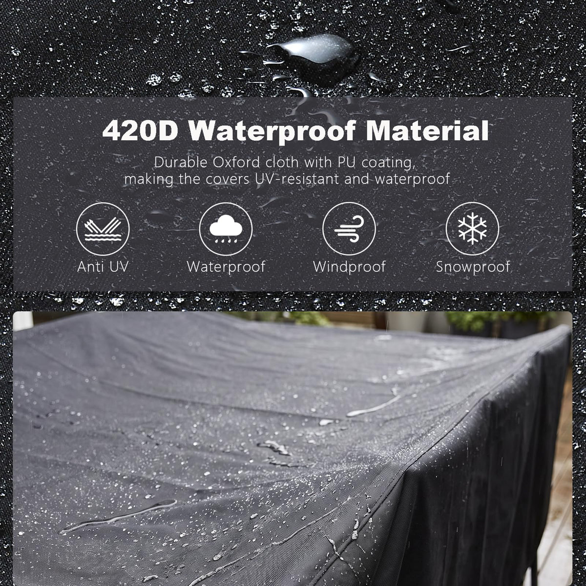 Patio Furniture Cover Waterproof 84"Dia x 28"H, Round Table Cover