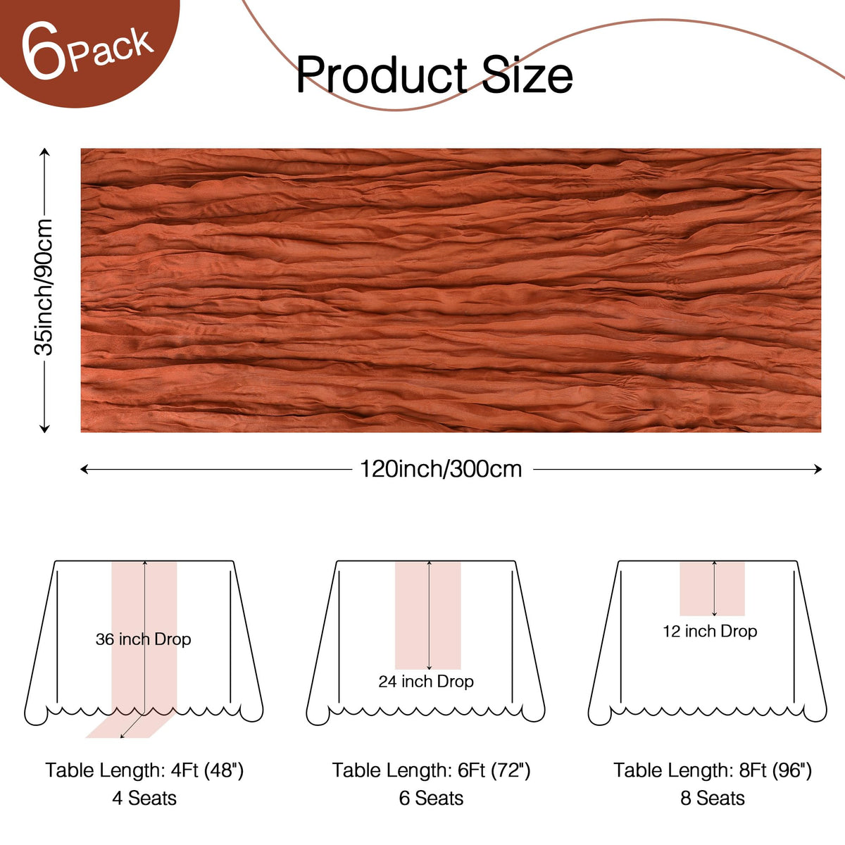 12 Pack Terracotta Cheesecloth Table Runner Boho Gauze Fall Decor