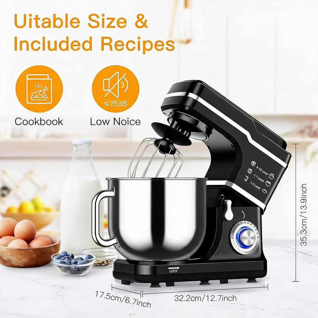 Stand Mixer Dough Mixer 7QT 660W 10-Speed Tilt-Head Dough Mixer, Electric Kitchen Mixer with Stainless Bowl, Hook
