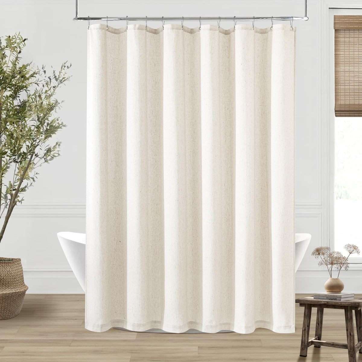 Cream Linen Shower Curtain Water Repellent 72x108 Inch