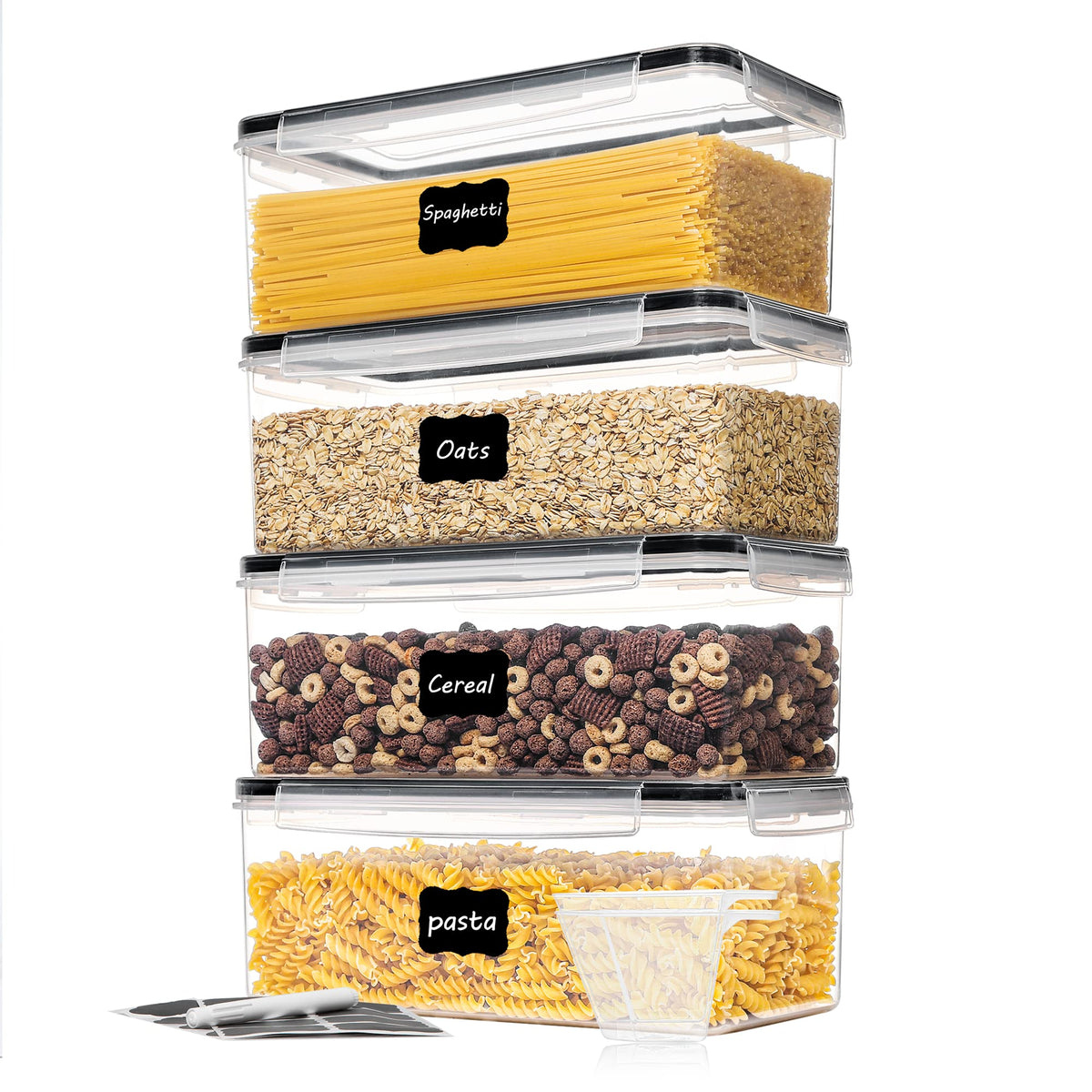 Pasta Storage Containers, 4 Pack, 3.2L Airtight Canisters