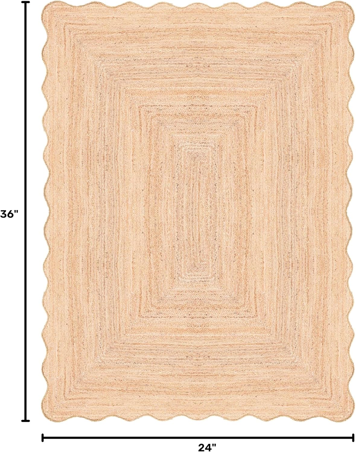 Scalloped Jute Rug, Handwoven Natural Fiber Small entryway Rug Farmhouse Area Rug, Natural