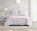 Resort Daisy Flower Lilac 3-Piece Soft Matelasse Jacquard Quilt Set