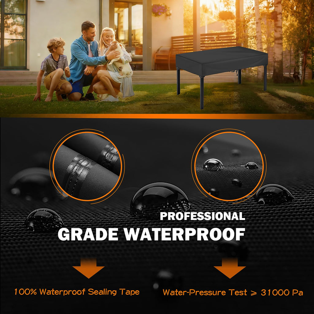 Waterproof Rectangular Patio Table Cover, 75" x 40" x 6", Black