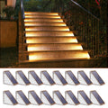 Solar Stair Lights, Warm White Outdoor Step Lights IP67 Waterproof Auto On Off, Outdoor Stair Lights for