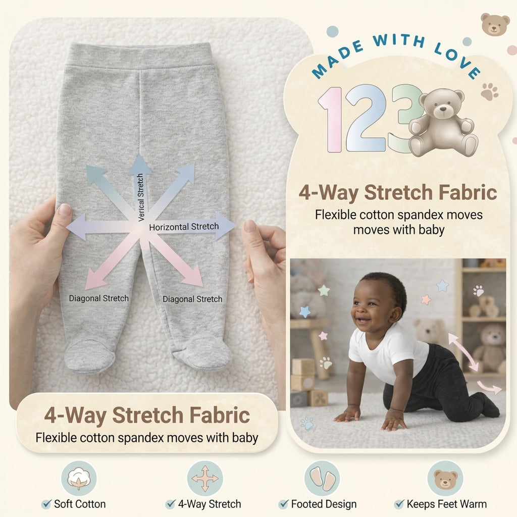Baby Footed Pants with Footies, Boy Girl, Lilac