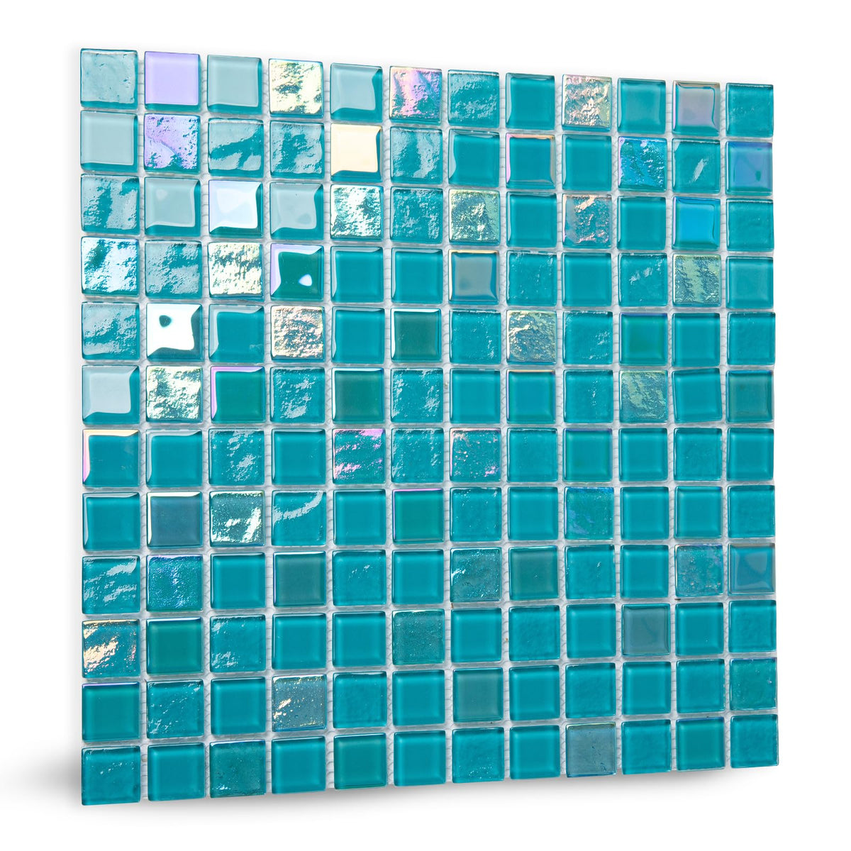 Glass Mosaic Tile Vanadium Blue 12 x 12 Inch Glossy Glass Tile for Swimming Pool Kitchen Backsplash Shower Waterline
