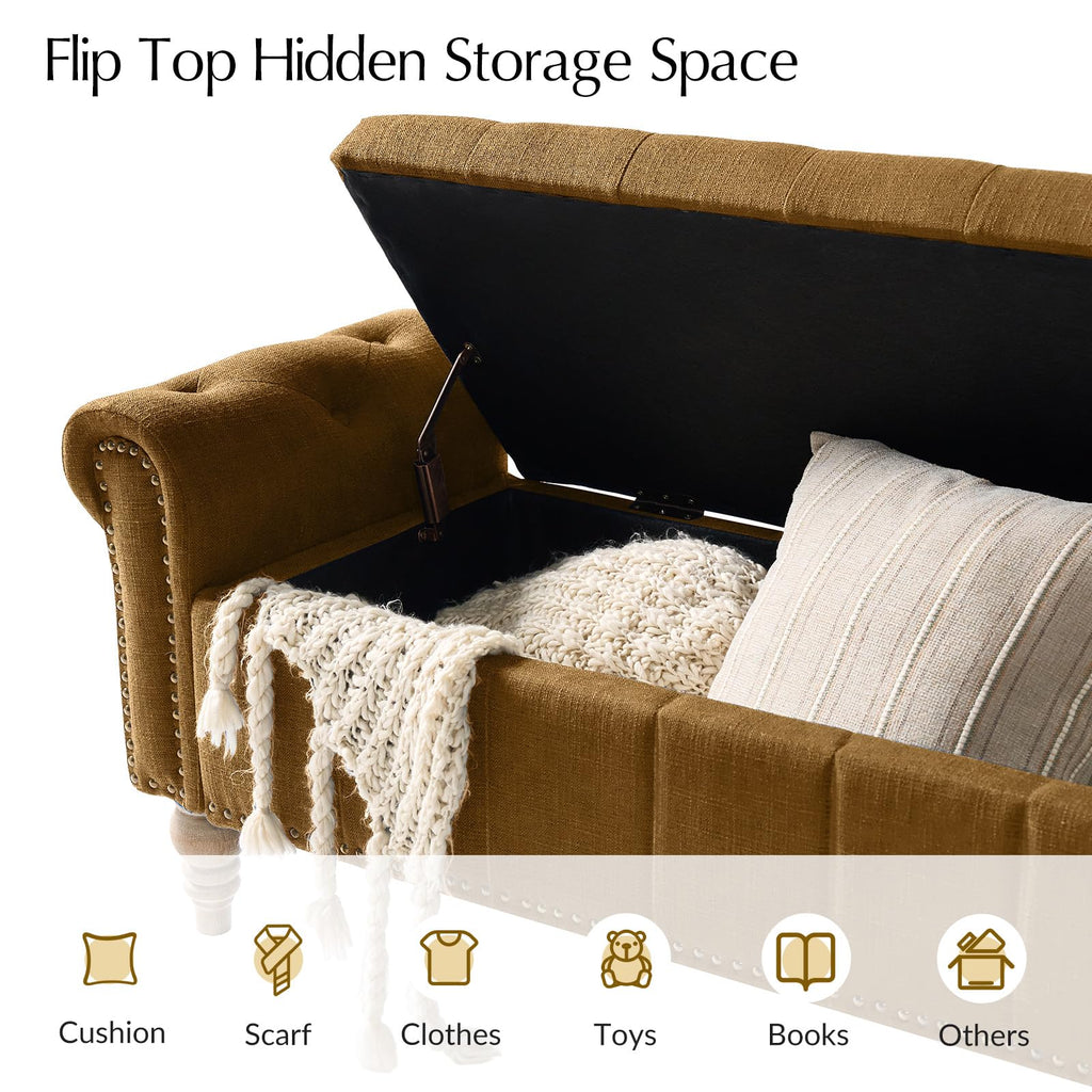 Farmhouse Storage Bench, Golden