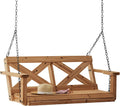 55" Cedar Wood Farmhouse Outdoor Porch Swing Bench with Two-Person Seating, Durable Hanging Chains, Water-Resistant