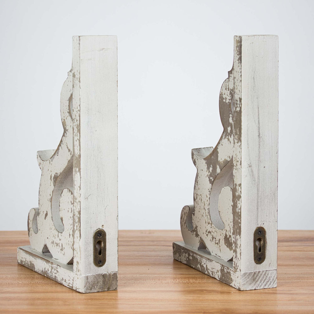 Set of 2 Corbel Shelf Brackets - Vintage Decorative Shelving & Storage - Rustic Farmhouse Decor & More (Gray, 12"x2