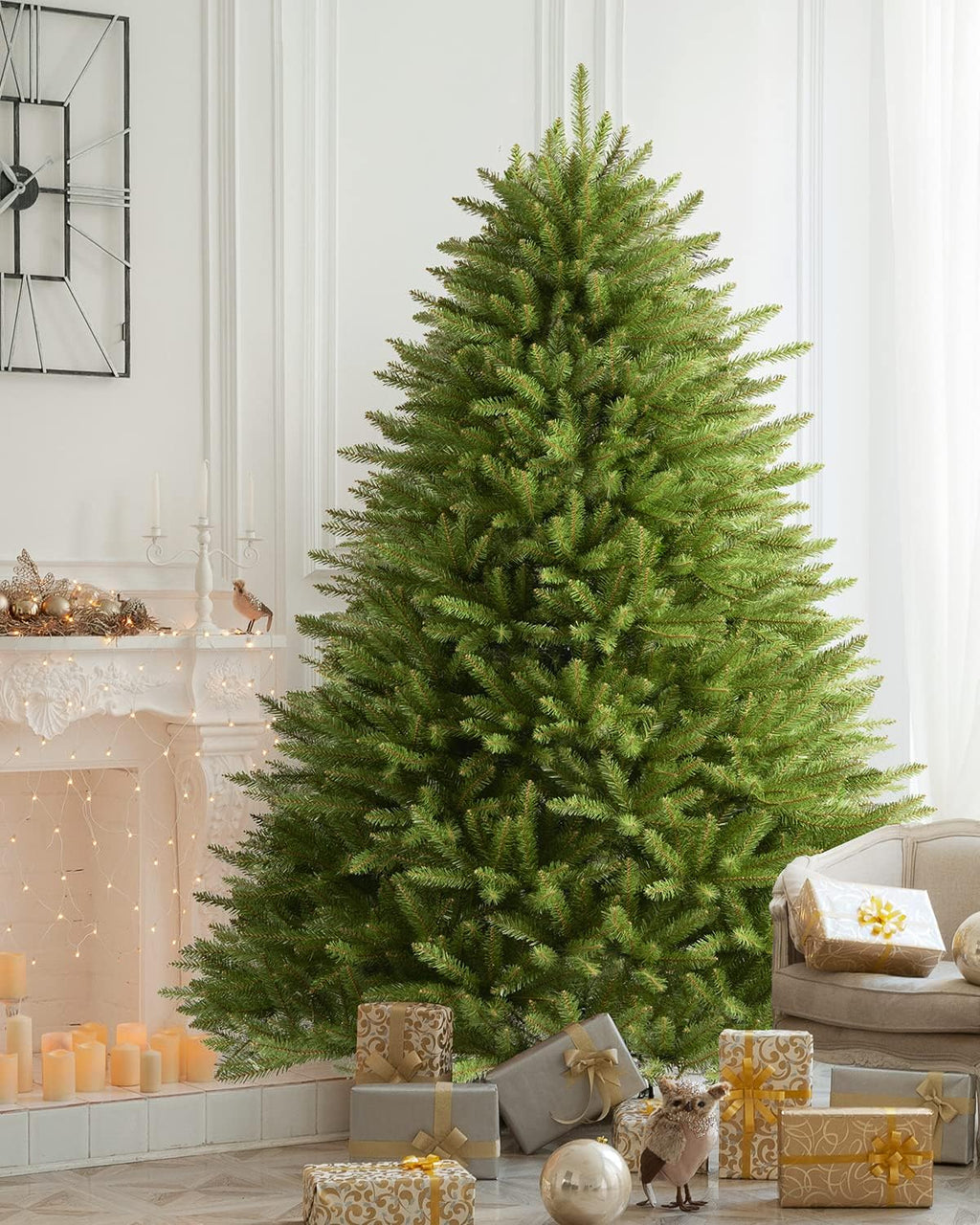 Unlit Christmas Tree Premium Artificial Spruce Christmas Tree, Hinged/Feel Real/Realistic/Full Xmas Fir Tree No