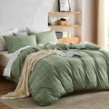 100% Cotton Plaid Duvet Cover Set, Green