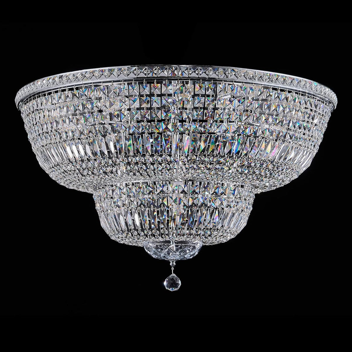 32 Inch Sixteen-Light Chrome Modern Crystal Chandelier, Bright