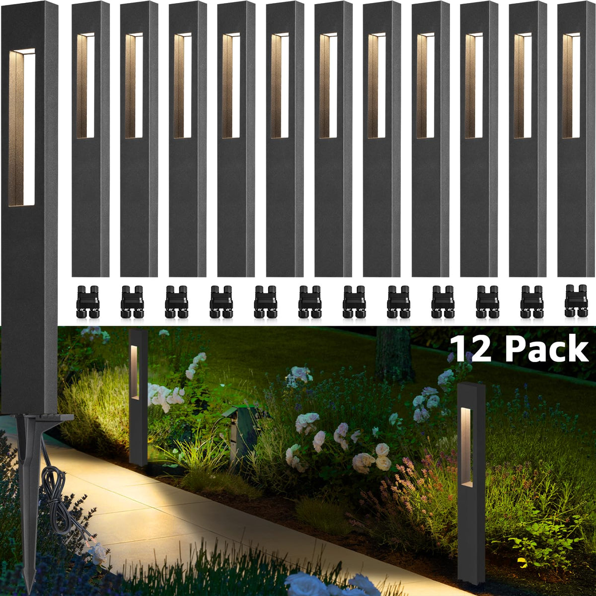 LED Low Voltage Landscape Lights 3W Pathway Lights Low Voltage 12-24V Landscape Path Lights 3000K CRI 90+ Aluminum
