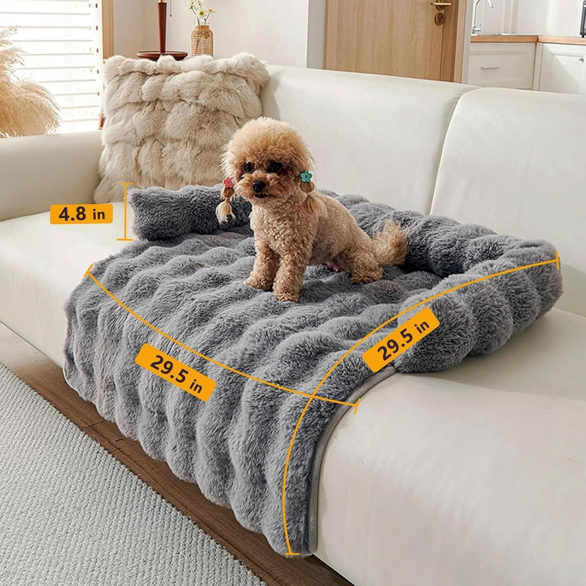 Medium Calming Dog Bed for Couch - Non-Slip Sofa Mat for Dogs and Cats