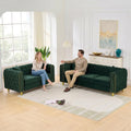 Chesterfield 86" 3-Seater + 63" Loveseat Green Sofa Sets, 3+2-Seater Couch Comfy Sofa, Button Tufted Rolled Arms and