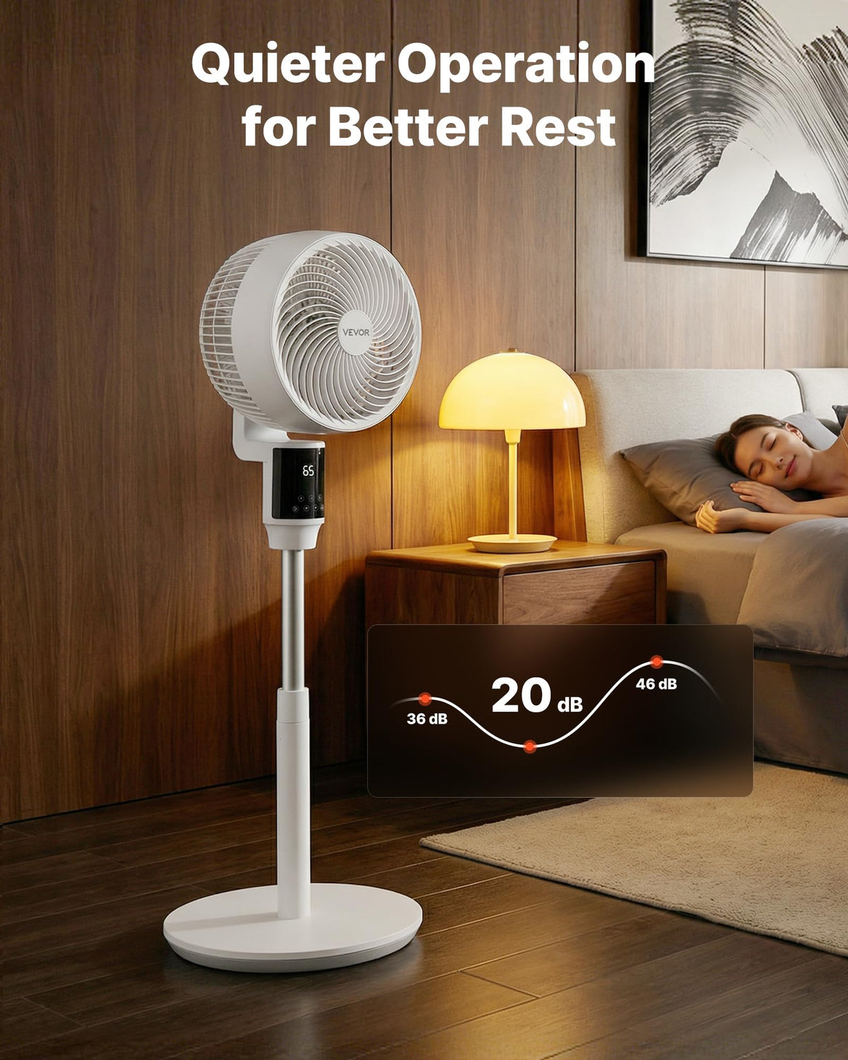 9-Inch Pedestal Fan, 80° Oscillating Standing Floor Fan with Quite DC Motor, Remote Control, 9 Speeds & 4 Smart