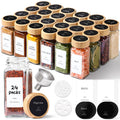 Glass Spice Jars with with Labels 4 oz 24 Pack Bamboo Lids Bulk Set