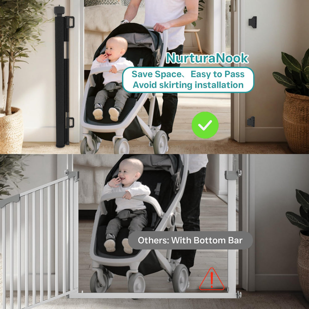 Retractable Baby Gate,Mesh Baby Gate or Mesh Dog Gate,34" Tall,Extends up to 100" Wide,Child Safety Gate for