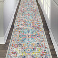 Hallway Runner Rug 2'6'' x 14', Washable Kitchen Runner, Grey Multi