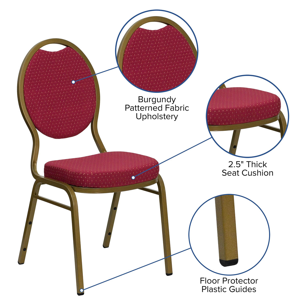 Hercules Fabric Stackable Banquet Chair, Burgundy